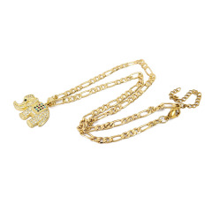 NZ1326 Fashion 18K Gold CZ diamond Cubic Zirconia Elephant Pendant Figaro Chain Necklaces jewelry gift for lady