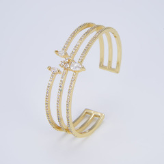 BC2033LD popular women's jewelry 18k gold plated brass cubic zirconia diamond female bangles & bracelets anniversary gift