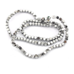 HB3129 Natural 3mm silver gold faceted cube hematite stone beads in bulk for jewelry making HB3129 Natural 3mm silver gold faceted cube hematite stone beads in bulk for jewelry making