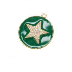 CZ7951 Chic Enamel Blue Red White Black CZ Micro pave Star Disc Pendants CZ7951 Chic Enamel Blue Red White Black CZ Micro pave Star Disc Pendants
