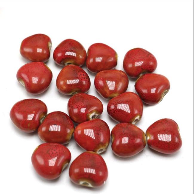 CC1851 Vintage Heart Shape Ceramic Beads, Handmade Pottery, Heart Porcelain Beads for Jewellery Making