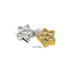 CZ7255 Popular 18K Gold Plated CZ Micro Pave Pentagram Star Beads
