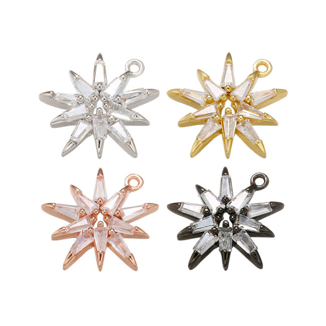 CZ7881 Chic Diamond Jewelry Charm CZ Micro Pave Flower Petal Charm Pendants