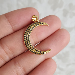 CZ8311 Hotsale Rainbow 18k Gold Plated CZ Zircon Micro Pave Moon Crescent Charm Pendant for Necklace Jewelry Making