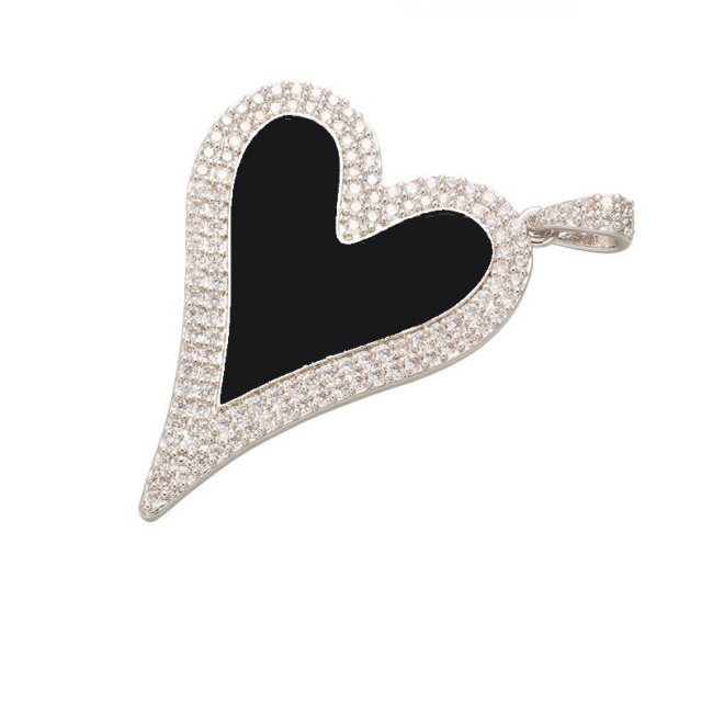 CZ8092 Multicolor Bling Crystal CZ Enamel Heart Charm Necklace Pendant, Enamel CZ Pave Heart Pendant