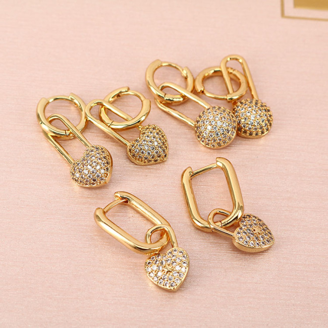 EC1620 2020 Womans Fashion Dainty CZ Lock Butterfly Charm Earrings,  CZ Micro Butterfly Hoop Huggie Earring