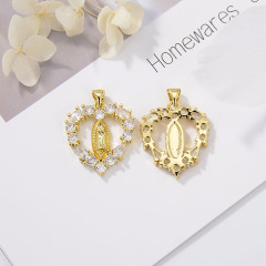 CZ8155 Fashion Zircon Micro Pave Shell Pendant Heart Mother Mary Shape Pendant For Girls