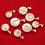 CZ7979 Dainty Natural Freshwater Pearl Charm Pendant with CZ Micro Pave Initial alphabet letter charms Pendants