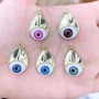 CZ8344 Good Luck & Protection Symbol 18K Gold Plated Cz Evil Eyes Charm, Micro Pave Greek Eye Charm Pendant