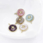CZ7875 Small Dainty 14k Real Gold Plated Star and Gemstone Pave Disc Charm Pendant