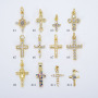 CZ8328 Wholesale tiny mini cz micro pave diamond cross pendant charm,cubic zirconia Christian religion pendant findings