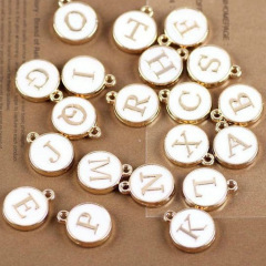 JS1519 Mini Chic Dainty Enamel Alphabet Letter Initial Disc Charm for Jewelry Bracelet Making,tiny jewelry supplies