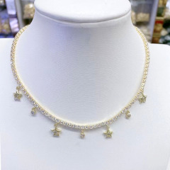 NZ1232 18k gold plated brass CZ diamond micro pave evil eyes star heart cross dangle charms Pendant chocker Necklace