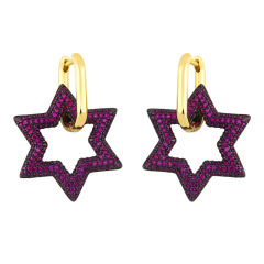 EC1646  Hot Sale  CZ micro pave earrings,multicolor oval star heart hoop huggie earrings jewelry for women
