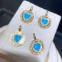CZ8402 Gold Plated CZ diamond pave heart enamel charms Pendant