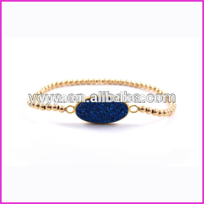 BRH1209 Fashion Small Pyrite Stone Bracelets,Oval Druzy Bracelet For Women Men