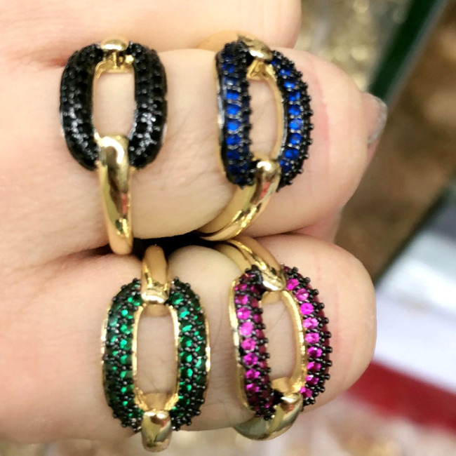 RM1148 Bling Crystal Cubic Zirconia CZ paved 18k Gold Plated Diamond Geometric Oval Engagement Finger Rings for Ladies Women