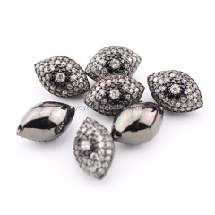 CZ6663 High Quality Gunmetal Plated Cubic Zirconia CZ Micro Pave EvilEye Beads