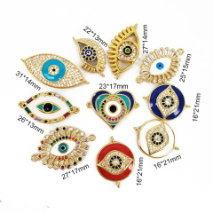 CZ8357Jewelry Bracelet Accessories 18k Gold Plated Diamond CZ Zircon Micro Pave Evil Eyes Good Luck Charm Bracelet Connectors CZ8357Jewelry Bracelet Accessories 18k Gold Plated Diamond CZ Zircon Micro Pave Evil Eyes Good Luck Charm Bracelet Connectors