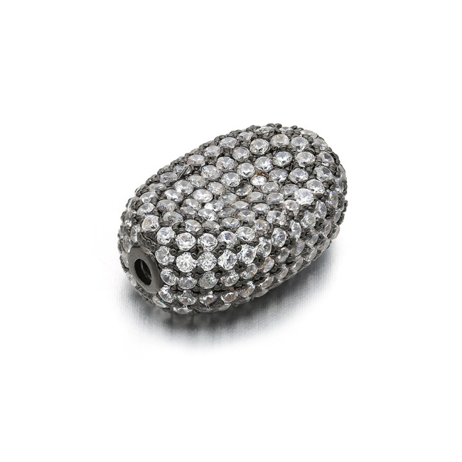 CZ7393  Wholesale cz micro pave flat oval beads,diamond pave oval spacer beads