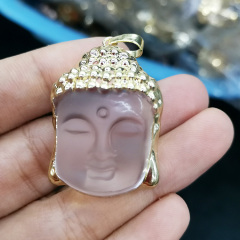 JF7338 Gold Plated Crystal Glass buddha head charm pendants,religious buddhist pendants