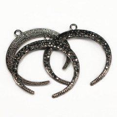 JF7215 Bling Jewelry Supplies Gunmetal Hematite Crystal Pave Crescent Moon Pendants for Jewelry making JF7215 Bling Jewelry Supplies Gunmetal Hematite Crystal Pave Crescent Moon Pendants for Jewelry making