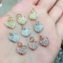 CZ8222 Tiny minimal Mini Small 18K Gold Plated CZ Cubic Zirconia Micro Pave Heart Charm Pendant For Jewelry Making