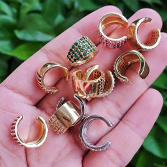 EC1660 fashion cubic zircon cuff copper clips earrings high quality brass with CZ clips on earring for women