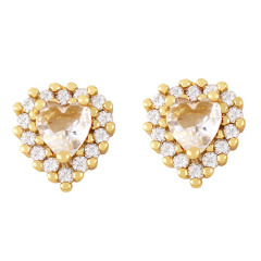 EC1815 Valentine's Day Jewelry Gift, Gold CZ Heart Stud Earrings,Dainty CZ Diamond Heart Charm Stud Earrings
