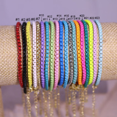 BM1057 Fashion Colorful Enamel Multi Colored Pop Box Chain Bracelets for Ladies Women