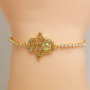 BC1384 Delicate  gold Fatima Hand bracelet,adjustable CZ Hamsa hand Slider Tennis Link bracelet