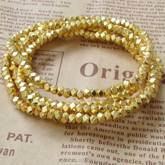 BRR0713 Fashion minimalist 4mm gold dainty metal nugget beaded bracelet