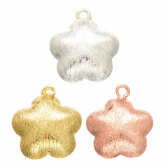 JS1636 Fashion Jewelry Craft Supplies Brushed Matte Etched Gold Silver Plated over Brass Ball Star Heart Teardrop Charm Pendants