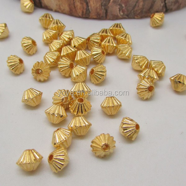 JS0918 Gold plated double cone bicone beads