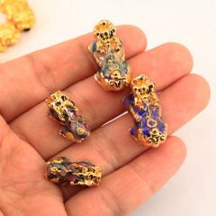 JS1459  24K Gold Plated Colour Changing Pixiu Pi Yao Beads for Lucky Bracelets Making Supplies