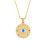 NZ1222 popular rainbow cz diamond pave enamel shell hand evil eyes Charm Pendant Necklaces