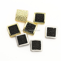 CZ6933 Black Stingray skin flat square beads,Genuine Sting Ray Stingray Hide leather pave square spacer beads