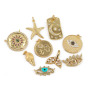 CZ8195 Dainty Assorted 18k Gold Plated CZ Micro Pave Evil Eyes Disc Starfish Moon& Star Whale Tail Charm Pendants
