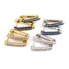 EC1651 New Unique Diamond Crystal CZ micro pave triangle hoop huggie earrings jewelry for women