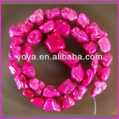 TB0075 Hot Pink Chunky Beads,Turquoise Magnesite Nugget Beads