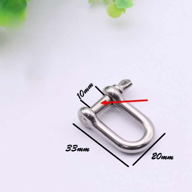 S1155 High Quality Stainless Steel D Shape Screw Clasp, Shiny U Horseshoe Shape Clasp Lock Buckle Carabiners