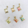 JS1576 Dainty Gold Plated brass metal rainbow enamel candy sweet heart charms Pendant