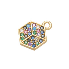 CZ7750 Dainty Mini Gold Rainbow CZ Micro Pave Crescent Geometric Charm Pendants for Bracelet Charm