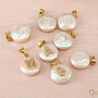 CZ7979 Dainty Natural Freshwater Pearl Charm Pendant with CZ Micro Pave Initial alphabet letter charms Pendants