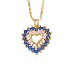 NZ1333 New 18k Gold Plated Chic Cubic Zirconia CZ Micro Pave Open Love Heart Pendant Chain Necklace,Valentine's Day Gift