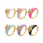 RM1280 Fashion 18k Gold Plated CZ Diamond Star Enamel Rainbow Colored Brass Open Rings