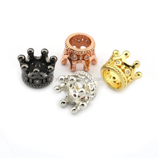 CZ7187 new loose bead cz pave copper crown bead for jewelry