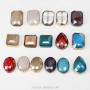 JF8688 Gold Gunmetal Plated Crystal Glass Teardrop Rectangle OVal Square Beads