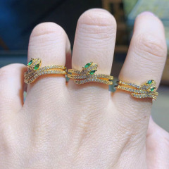 RM1128 2020 New Chic Cute Rainbow Diamond CZ Zircon Micro Pave Snake Rings For Women Girls