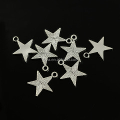 JS1390 Fashion Hotsale Antique Silver Metal Star Charm , Metal Jewelry Five Point Star Charm Pendant